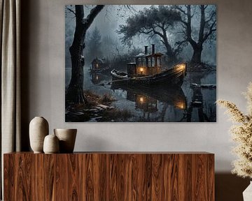 Spookboot in overstroomd bos van Nick Wendt