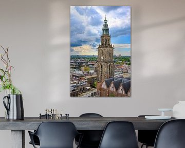 Martinitoren in Groningen skyline van de stad