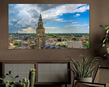Martinitoren in Groningen skyline van de stad