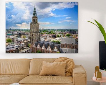 Martinitoren in Groningen skyline van de stad