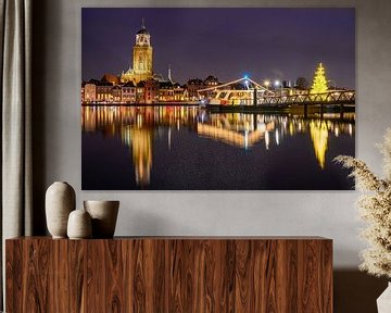 Deventer skyline aan de IJssel tijdens Kerstmis van Sjoerd van der Wal Fotografie