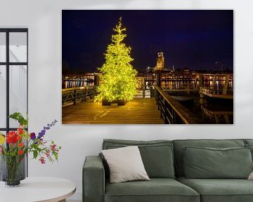 Deventer skyline aan de IJssel tijdens Kerstmis van Sjoerd van der Wal Fotografie