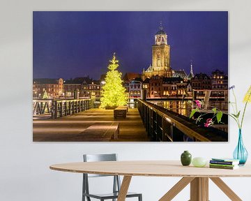 Deventer skyline aan de IJssel tijdens Kerstmis van Sjoerd van der Wal Fotografie