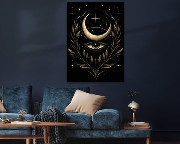 Lunarcore - Œil mystique avec lune et étoiles dans le ciel nocturne sur Pixelbull Design