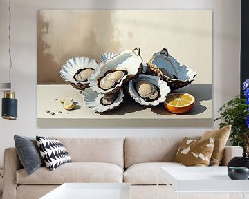 Stilleven met oesters van Wandbilder-Shop