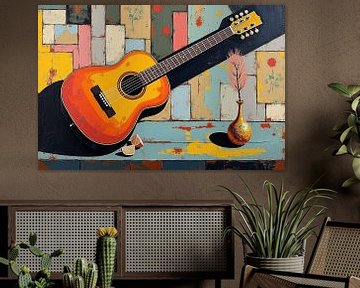 Stilleven met gitaar van Wandbilder-Shop