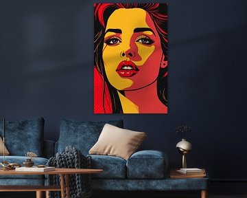 Vrouw in het rood - Pop Art van Wandbilder-Shop