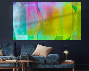 Mid Century Bauhaus shapes in contemporary pastel watercolours