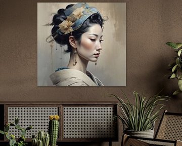 Portrait geisha woman minimalism. by J.a Dijkstra