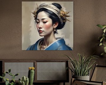 Portrait of a geisha Japanese woman. by J.a Dijkstra