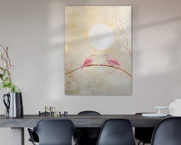 Pink Birdie Love & Pink Cherry Blossoms van Bianca ter Riet