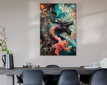 Guardians of Destiny - Dragon Painting van Tessa Smits Art