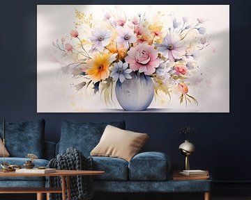Vase avec fleurs en aquarelle Nature morte Kund Design