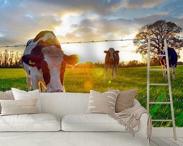 Koeien bij zonsondergang van Jaimy Buunk