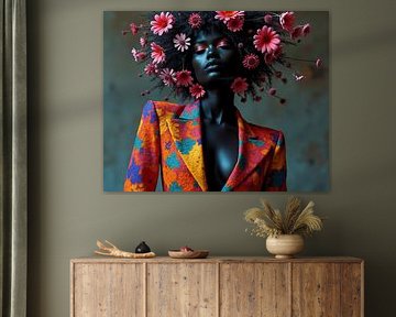 Dark woman with flowers