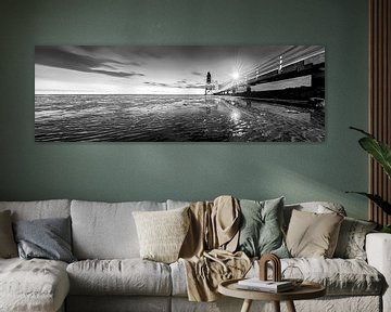 Wadden Sea lighthouse black and white by Manfred Voss, Black-White Photography
