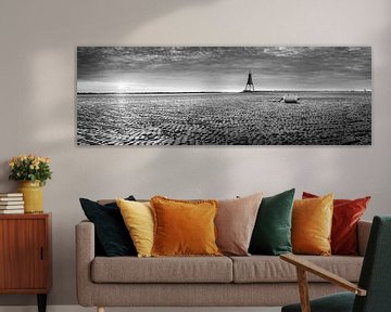 Noordzee zon zwart-wit van Manfred Voss, Zwart-Wit Fotografie