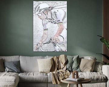 Lotte Kopecky Wereld kampioen in de witte broek tekening van FreddyFinn