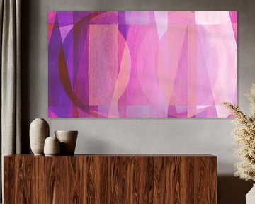 Bauhaus-vormen uit het midden van de eeuw in meditatieve roze kleuren van FRESH Fine Art