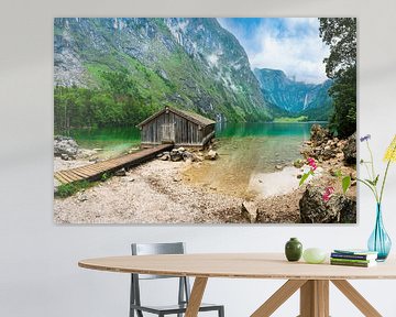 Boothuis aan de Obersee in Berchtesgaden op een zomerse dag van Raphotography