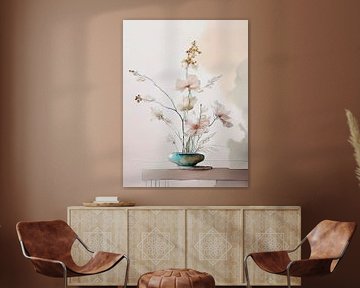 Japandi Art.  Sereen Stilleven: Ikebana bloemschikkunst van Studio Pieternel