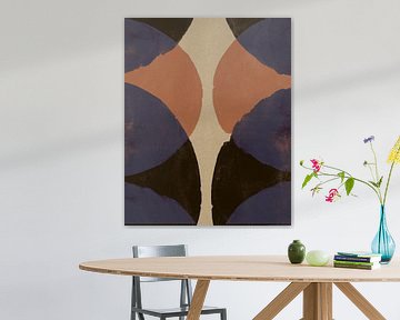 Abstracte vormen in retro kleuren. Terra, blauw, zwart nr. 6 van Dina Dankers