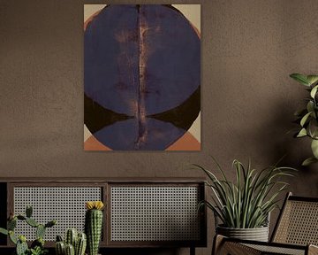 Abstracte vormen in retro kleuren. Terra, blauw, zwart nr. 8 van Dina Dankers