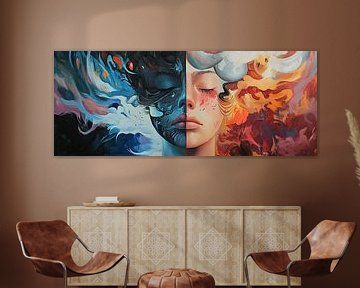 Vrouwensurrealisme van Abstract Schilderij