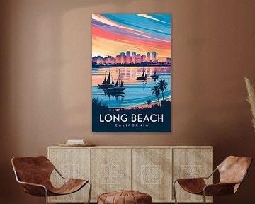 Long Beach, Californië Vintage Reisposter van Poster Art Shop