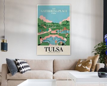 Tulsa, Oklahoma - Vintage Reisposter van Poster Art Shop