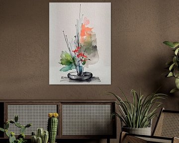 Japandi Art Stilleven: Ikebana bloemschikkunst van Studio Pieternel
