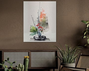 Japandi Art Stilleven: Ikebana bloemschikkunst van Studio Pieternel