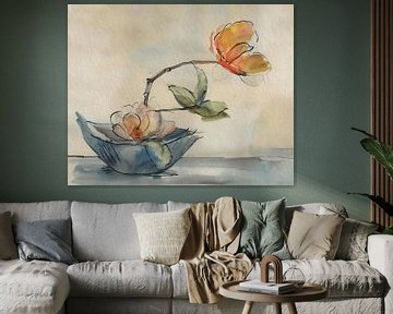 Japandi Art Stilleven: Ikebana bloemschikkunst van Studio Pieternel