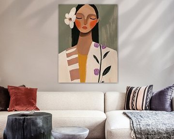 Modern and abstract portrait in soft colour tones by Carla Van Iersel