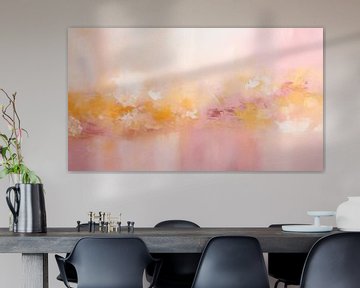 Abstract schilderij, roze en gele textuur pastelkleurige kunst design achtergrond van Animaflora PicsStock