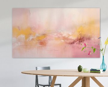 Abstract schilderij, roze en gele textuur pastelkleurige kunst design achtergrond van Animaflora PicsStock