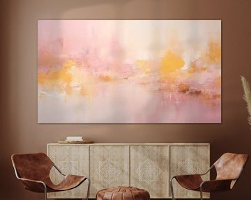 Abstract schilderij, roze en gele textuur pastelkleurige kunst design achtergrond van Animaflora PicsStock