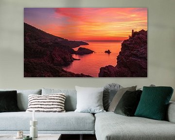 Rode zonsondergang aan de Cote d Azur | Esterel | Provence van Flatfield