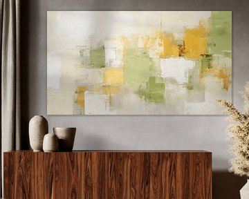 Abstract schilderij, groen en geel getextureerde pastelkleurige kunst design achtergrond van Animaflora PicsStock