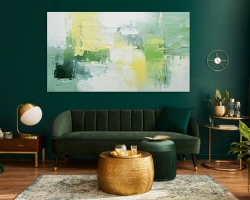 Abstract schilderij, groen en geel getextureerde pastelkleurige kunst design achtergrond van Animaflora PicsStock