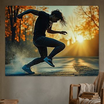 Silhouette einer Tänzerin mit untergehender Sonne