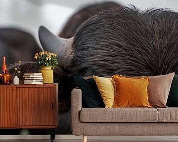 Detail of Taurus - Intense Eye Gaze and Texture - Buffalo by Femke Ketelaar