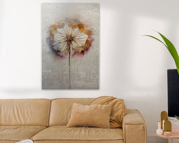Modern schilderij van een  Dandelion, uitgebloeide paardenbloem van Studio Pieternel