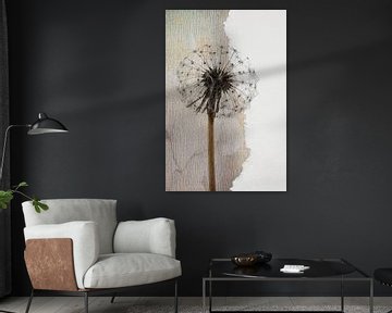 Moderne collage van een Dandelion, uitgebloeide paardenbloem van Studio Pieternel