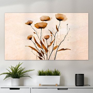 Moderne und abstrakte Japandi Wildblumen