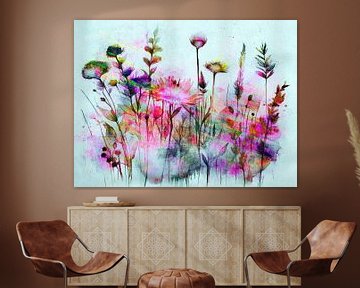 Modern and abstract Japandi flowers botany