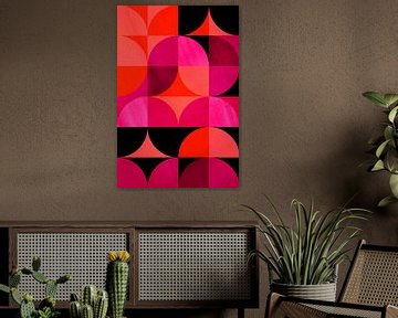 Modern Scandinavisch Bauhaus Abstractie Geometrisch Neon van Mad Dog Art