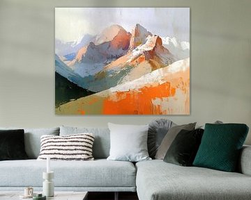 Berglandschap Schilderij van Abstract Schilderij