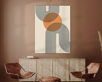 Japandi Modern Abstract Geometric Organic Line Curve Circle by Mad Dog Art