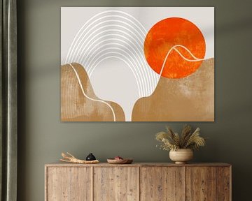 Japandi Modern Abstract Geometric Organic Landscape by Mad Dog Art